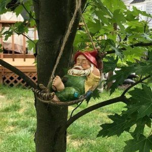 Garden Gnome Statues, Cute Decorations for Yard Hanging 7.4 x 3.5 x 8.9 inches